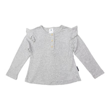 Load image into Gallery viewer, Cotton/Modal Button Down Frill Top Grey Marle
