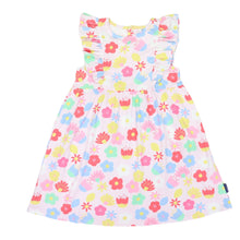 Load image into Gallery viewer, Flower Print Cotton Stretch Frill Dress Pink
