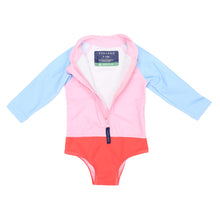 Load image into Gallery viewer, Contrast Long Sleeve Zip Swim One Piece Pink
