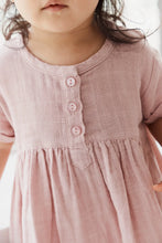Load image into Gallery viewer, Organic Cotton Muslin Short Sleeve Dress - Powder Pink
