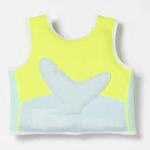Load image into Gallery viewer, Salty the Shark Swim Vest 2-3 Aqua Neon Yellow