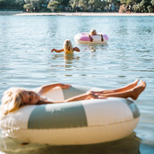 Load image into Gallery viewer, Tube Pool Ring The Vacay Soft Olive Stripe