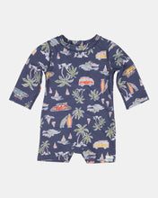 Load image into Gallery viewer, Swim Baby Onesie L/S Classic Surf Twilight