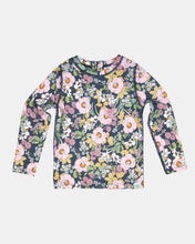 Load image into Gallery viewer, Swim Kids Rashie L/S Half Zip Classic Moonlight Bloom