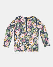 Load image into Gallery viewer, Swim Kids Rashie L/S Half Zip Classic Moonlight Bloom