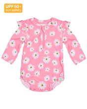 Load image into Gallery viewer, Swim Onesie L/S Ripple Daisy Watermelon