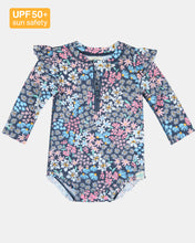 Load image into Gallery viewer, Swim Onesie L/S Ripple Wattle Dusk