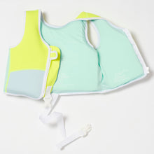 Load image into Gallery viewer, Salty the Shark Swim Vest 2-3 Aqua Neon Yellow