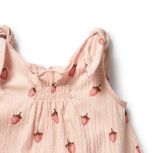 Load image into Gallery viewer, Strawberry Kisses Organic Tie Playsuit