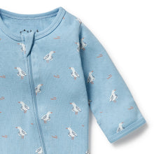 Load image into Gallery viewer, Sunny Seagulls Organic Pointelle Zipsuit with Feet