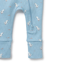 Load image into Gallery viewer, Sunny Seagulls Organic Pointelle Zipsuit with Feet