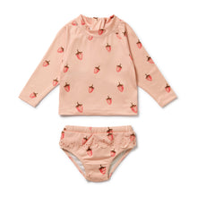 Load image into Gallery viewer, Strawberry Kisses Cutwork Rashie Swimset