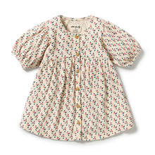 Load image into Gallery viewer, Little Blossom Organic Crinkle Button Dress