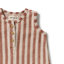 Load image into Gallery viewer, Cherry Cola Stripe Organic Terry Growsuit