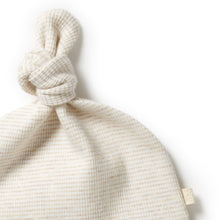Load image into Gallery viewer, Organic Stripe Rib Knot Hat Oatmeal