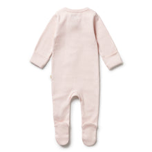 Load image into Gallery viewer, Organic Stripe Rib Zipsuit with Feet - Cantaloupe