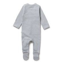 Load image into Gallery viewer, Organic Stripe Rib Zipsuit with Feet Rain Drop