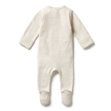 Load image into Gallery viewer, Organic Stripe Rib Zipsuit with Feet - Oatmeal