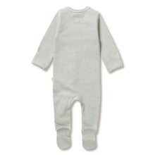 Load image into Gallery viewer, Organic Stripe Rib Zipsuit with Feet Fern