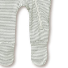 Load image into Gallery viewer, Organic Stripe Rib Zipsuit with Feet Fern