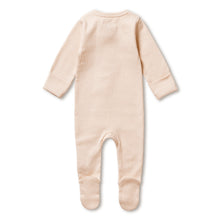 Load image into Gallery viewer, Organic Stripe Rib Zipsuit with Feet - Dusk