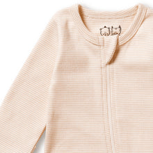 Load image into Gallery viewer, Organic Stripe Rib Zipsuit with Feet - Dusk