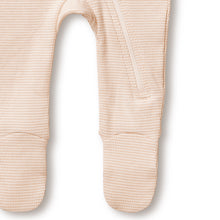 Load image into Gallery viewer, Organic Stripe Rib Zipsuit with Feet - Dusk