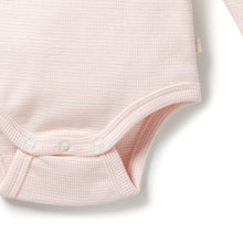 Load image into Gallery viewer, Organic Stripe Rib Long Sleeved Bodysuit Cantaloupe