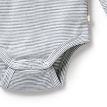 Load image into Gallery viewer, Organic Stripe Rib Long Sleeved Bodysuit Rain Drop