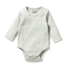 Load image into Gallery viewer, Organic Stripe Rib Long Sleeved Bodysuit Fern