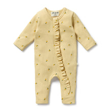 Load image into Gallery viewer, Little Lemon Organic Waffle Ruffle Zipsuit
