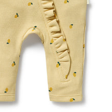 Load image into Gallery viewer, Little Lemon Organic Waffle Ruffle Zipsuit