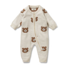 Load image into Gallery viewer, Beary Cute Organic Knitted Jacquard Growsuit