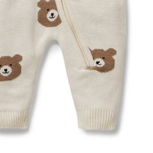 Load image into Gallery viewer, Beary Cute Organic Knitted Jacquard Growsuit