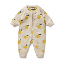 Load image into Gallery viewer, Lemony Organic Knitted Jacquard Growsuit