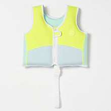 Load image into Gallery viewer, Salty the Shark Swim Vest 2-3 Aqua Neon Yellow