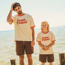 Load image into Gallery viewer, Gone Fishin Kids Boxy Ringer Tee in Off White