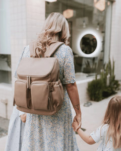 Signature Nappy Backpack - Oat Dimple Faux Leather | default