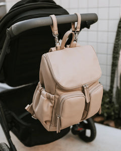 Signature Nappy Backpack - Oat Dimple Faux Leather | default
