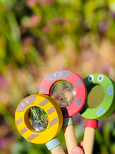 Load image into Gallery viewer, Wooden Magnifying Glass-Bee, Frog and Ladybug