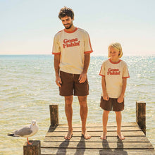 Load image into Gallery viewer, Gone Fishin Kids Boxy Ringer Tee in Off White