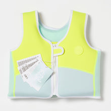 Load image into Gallery viewer, Salty the Shark Swim Vest 2-3 Aqua Neon Yellow