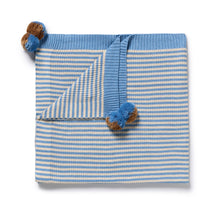 Load image into Gallery viewer, Frosted Blue Organic Knitted Stripe Blanket