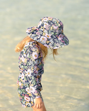 Load image into Gallery viewer, Swim Kids Rashie L/S Half Zip Classic Moonlight Bloom