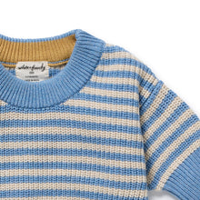 Load image into Gallery viewer, Frosted Blue Organic Knitted Stripe Jumper