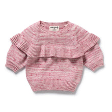 Load image into Gallery viewer, Rhubarb and Cream Organic Knitted Ruffle Jumper