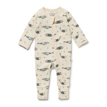 Load image into Gallery viewer, Woolly Whales Organic Zipsuit with Feet