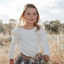 Load image into Gallery viewer, Girls Puff Sleeve Knit Top - White