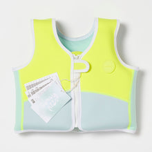 Load image into Gallery viewer, Salty the Shark Swim Vest 2-3 Aqua Neon Yellow
