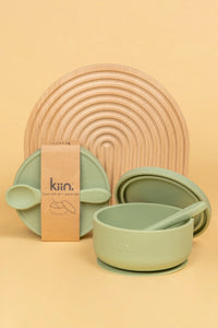 Silicone Suction Bowl with lid + Spoon Set - Sage